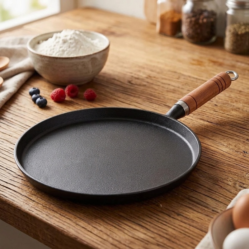 Egg Waffle Pan - Patelnia żeliwna 20/23/26 cm, niepowlekana, nieprzywierająca,